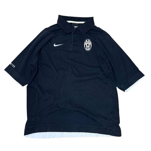 Y2K Nike Juventus Black Polo Shirt Large - Picture 1 of 9